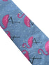 childrens light blue cotton tie with pink flamingo design